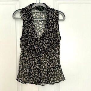 Black floral sheer top